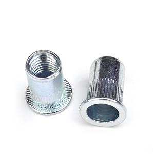 Flat Head Knurled Body Carbon Steel Rivet Nut